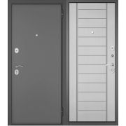 Дверь HOME ECO MP (Левая Графит Букле, МДФ Дуб белый сканд, 6Е-137 Задвижка черный квадрат) 2050*860