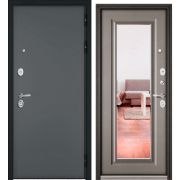 Дверь STANDART 90(МДФ Бетон беж.9S-140 mirror 860*2050 Лев. Черный шелк. )