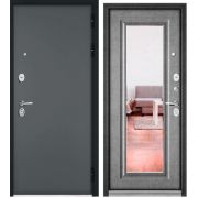 Дверь STANDART 90(МДФ Штукатурка сер.9S-140 mirror 960*2050 Лев. Черный шелк. )